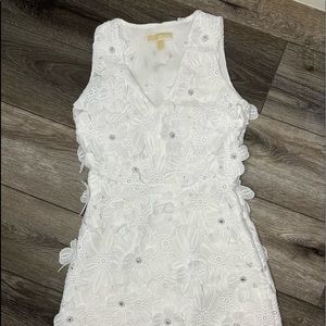 Beautiful MK embellished floral lace white dress